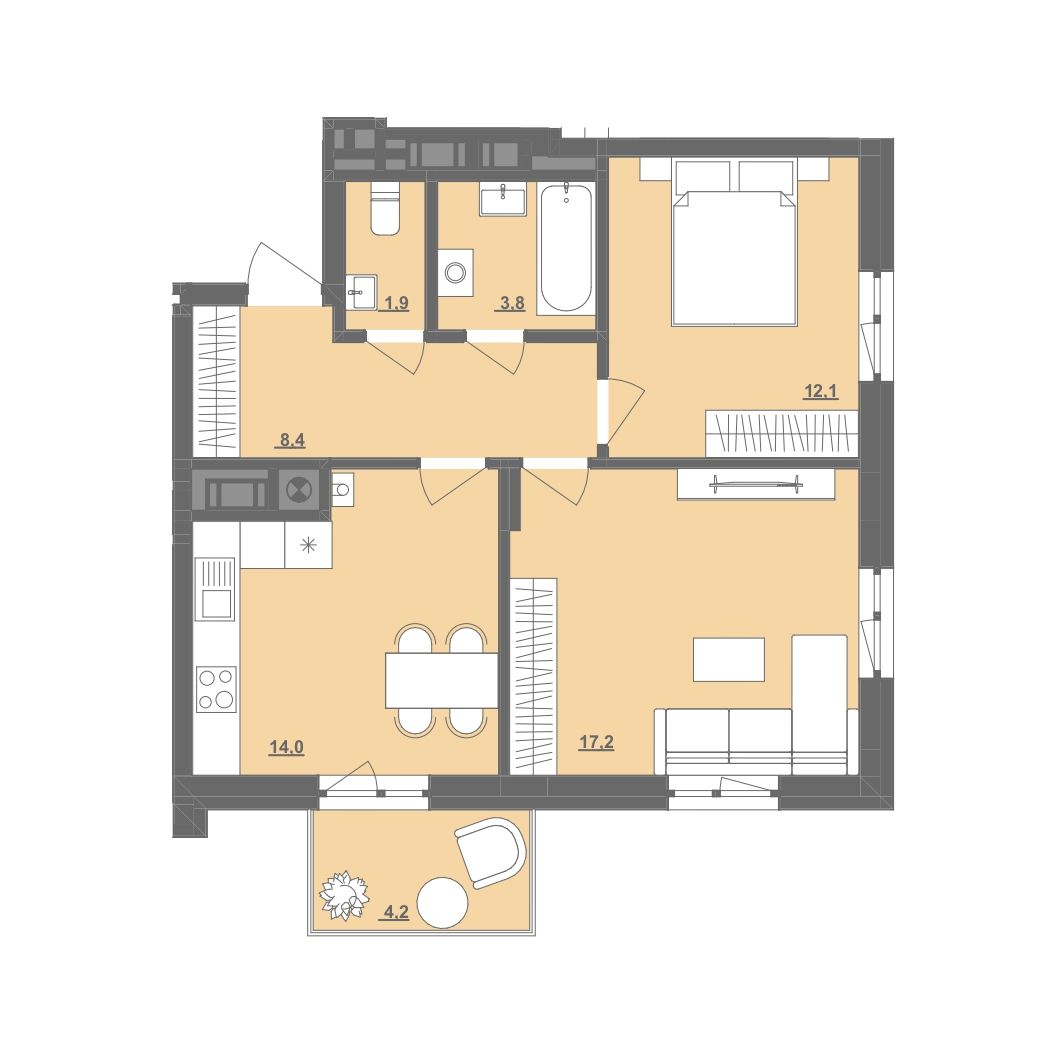 2-кімнатна квартира 58,6 м2